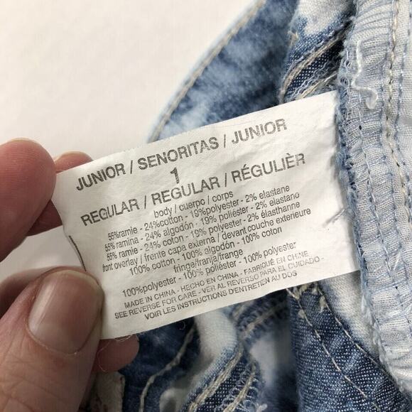 LEI Ashley Low Rise Womens Jean Shorts 1 Fringe Lace Hippie BOHO L.E.I. - Picture 5 of 7